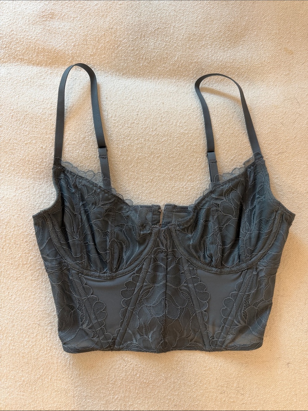 Dark Sage Green Teal Grey Corset top